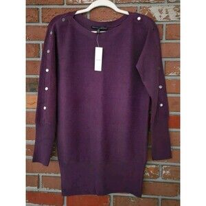 White House Black Market Purple Long-Sleeve Snap Tunic Sweater Size S NEW w TAGS